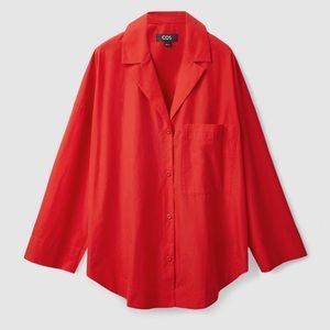 COS Red Poplin Button Down Shirt